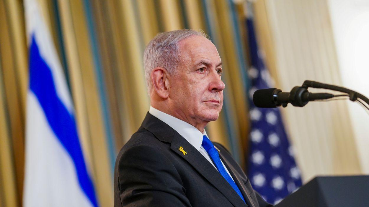 el primer ministro de israel benjamin netanyahu durante una comparecencia desde tel aviv ep