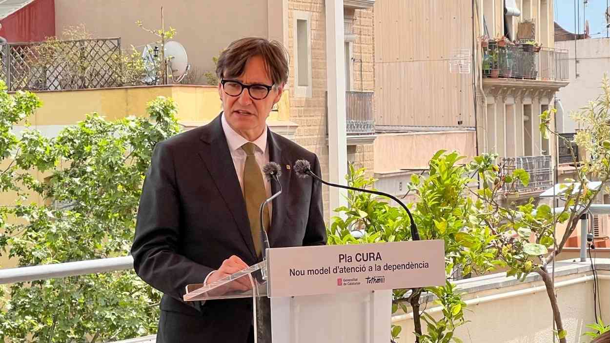 El president de la Generalitat, Salvador Illa, a un acte al centre de dia Gent Gran de Gràcia. EP