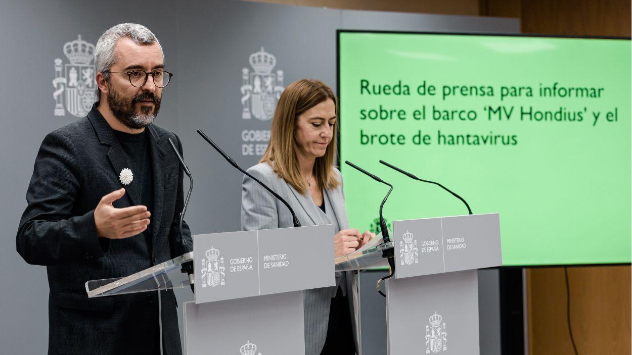 Roda de premsa sobre el MV Hondius i el brot d'hantavirus al Ministeri de Sanitat. EP