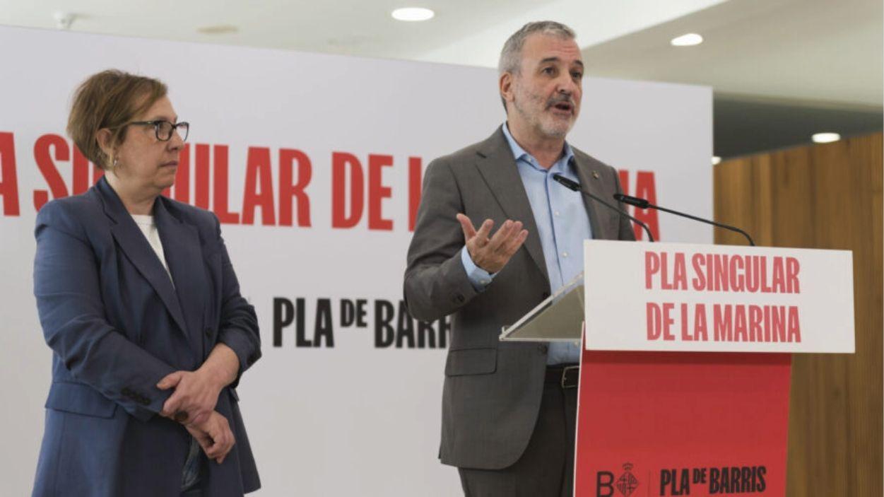 L'alcalde de Barcelona, Jaume Collboni, a la presentación del pla singular de la Marina. Ajuntament de Barcelona