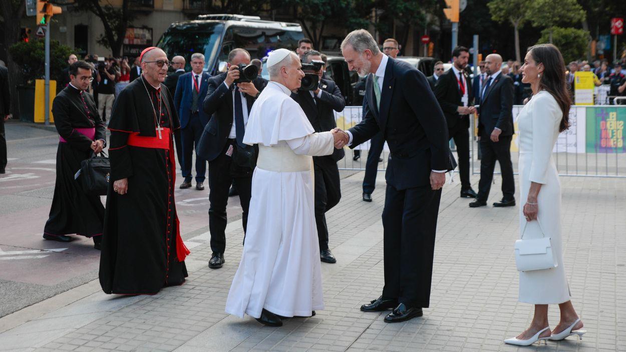 El Papa Lleó a la seva arribada a la Sagrada Familia. EP