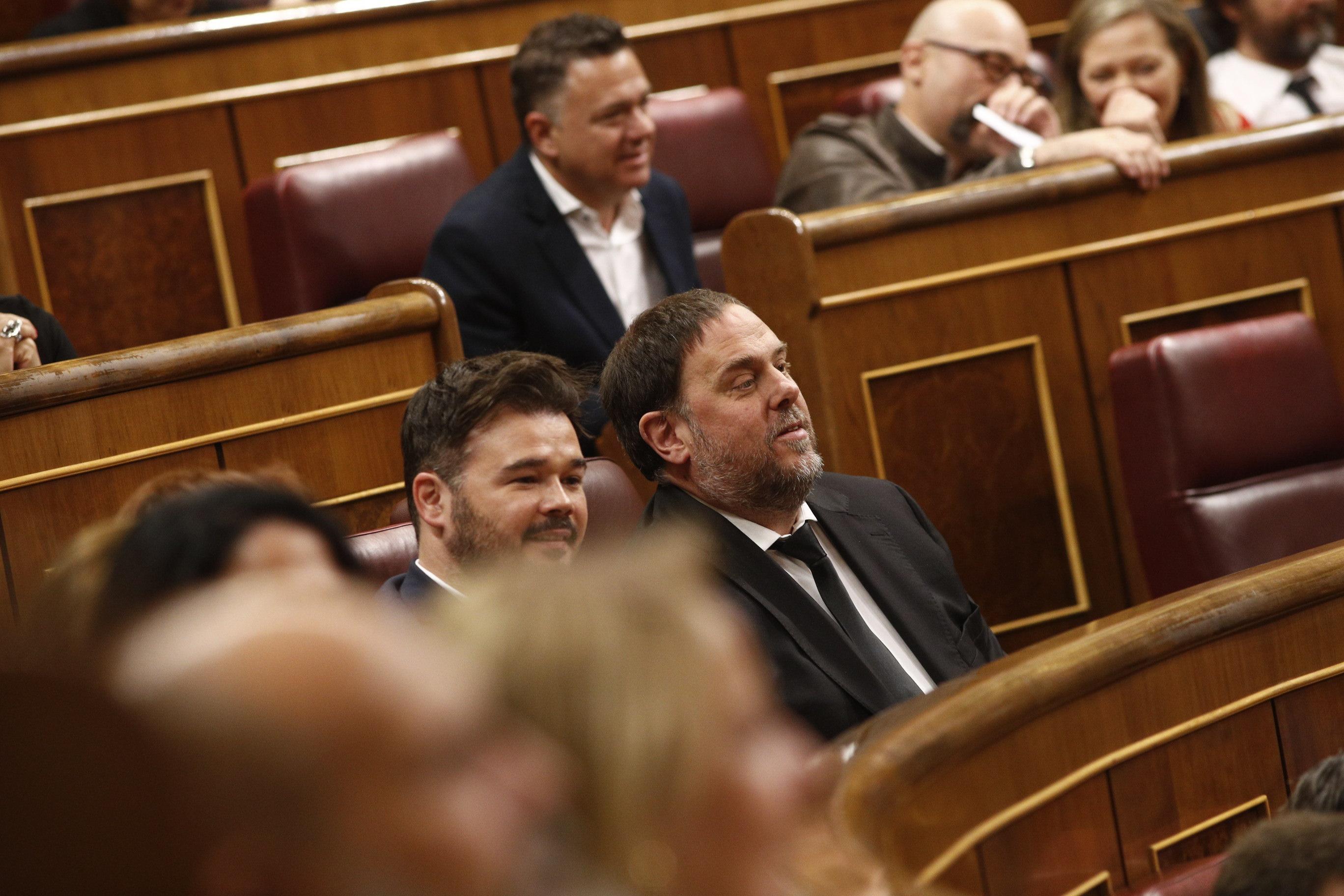 Gabriel Rufián i Oriol Junqueras al Congrés dels Diputats. EP