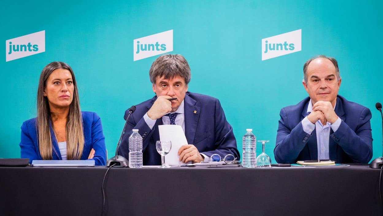 Carles Puidemont, Míriam Nogueras i Jordi Turull. EP