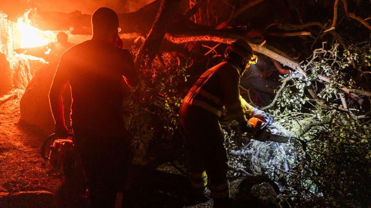 Bombers lluiten contra les flames a La Adrada (Ávila). Europa Press