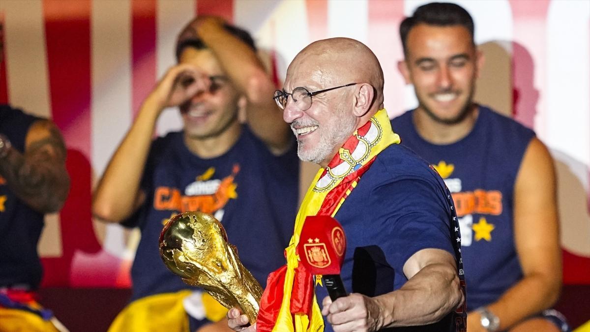 Luis de la Fuente durant la celebració del Mundial. EP