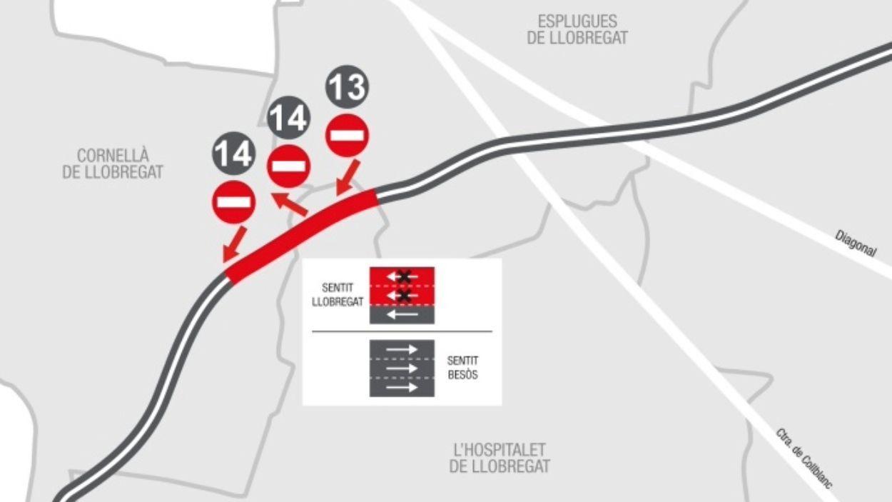 Es posen en marxa les obres de renovació de l'asfalt de la Ronda de Dalt entre L'Hospitalet i Cornellà