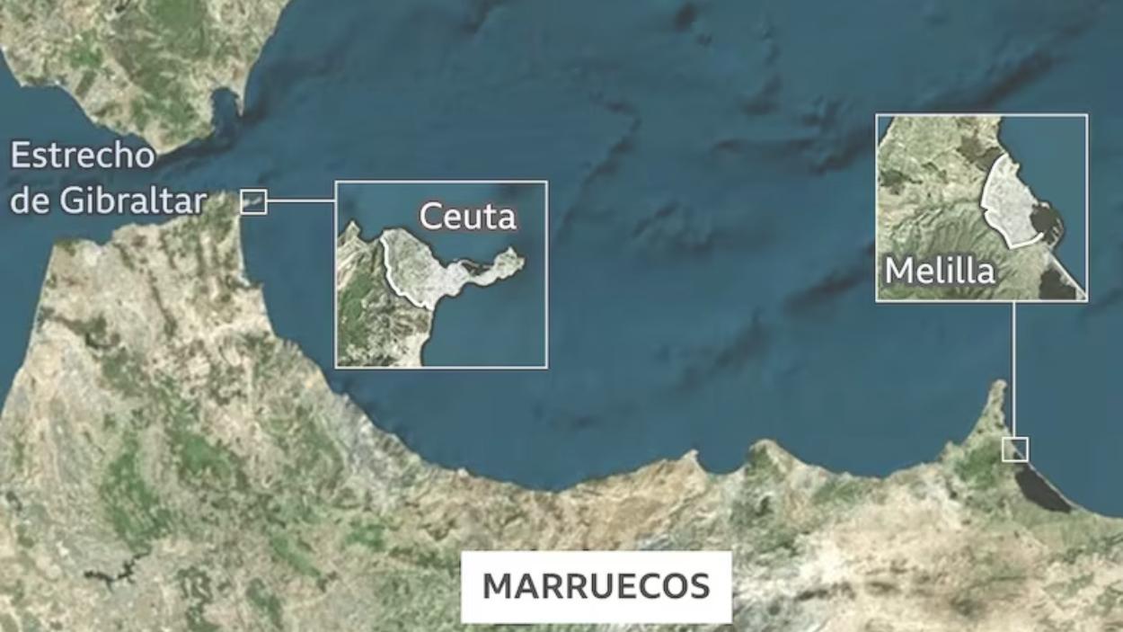 Mapa amb Ceuta i Melilla. EP