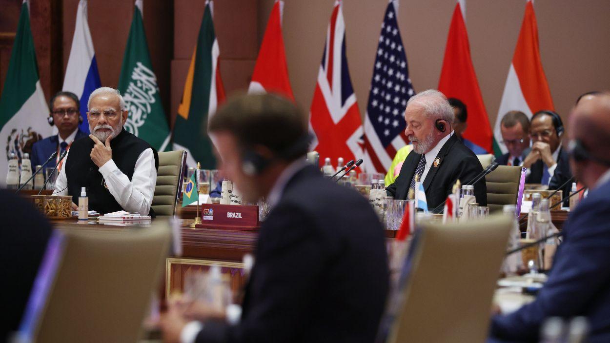 El president del Brasil, Luiz Inácio Lula da Silva, i el primer ministre de l’Índia, Narendra Modi, assisteixen a la sessió final de la Cimera del G20. EP/Arxiu