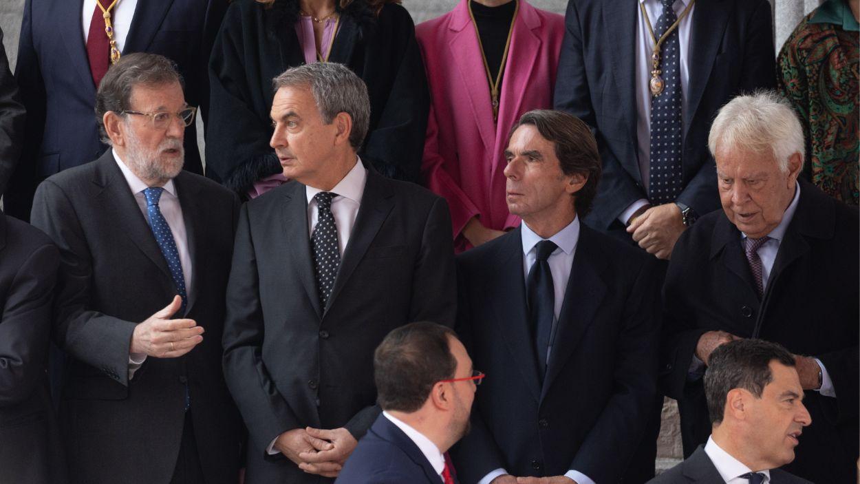 Mariano Rajoy, José Luis Rodríguez Zapatero, José María Aznar y Felipe González. EP