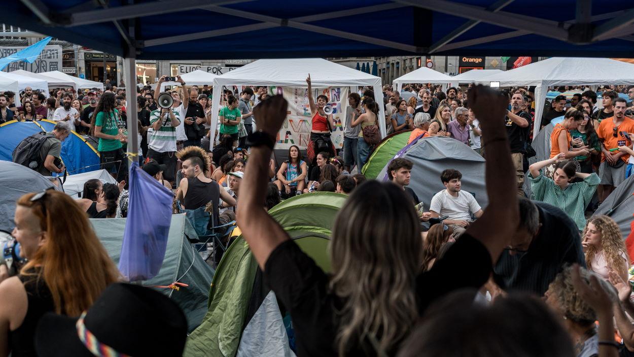 Manifestants acampats a Sol. EP