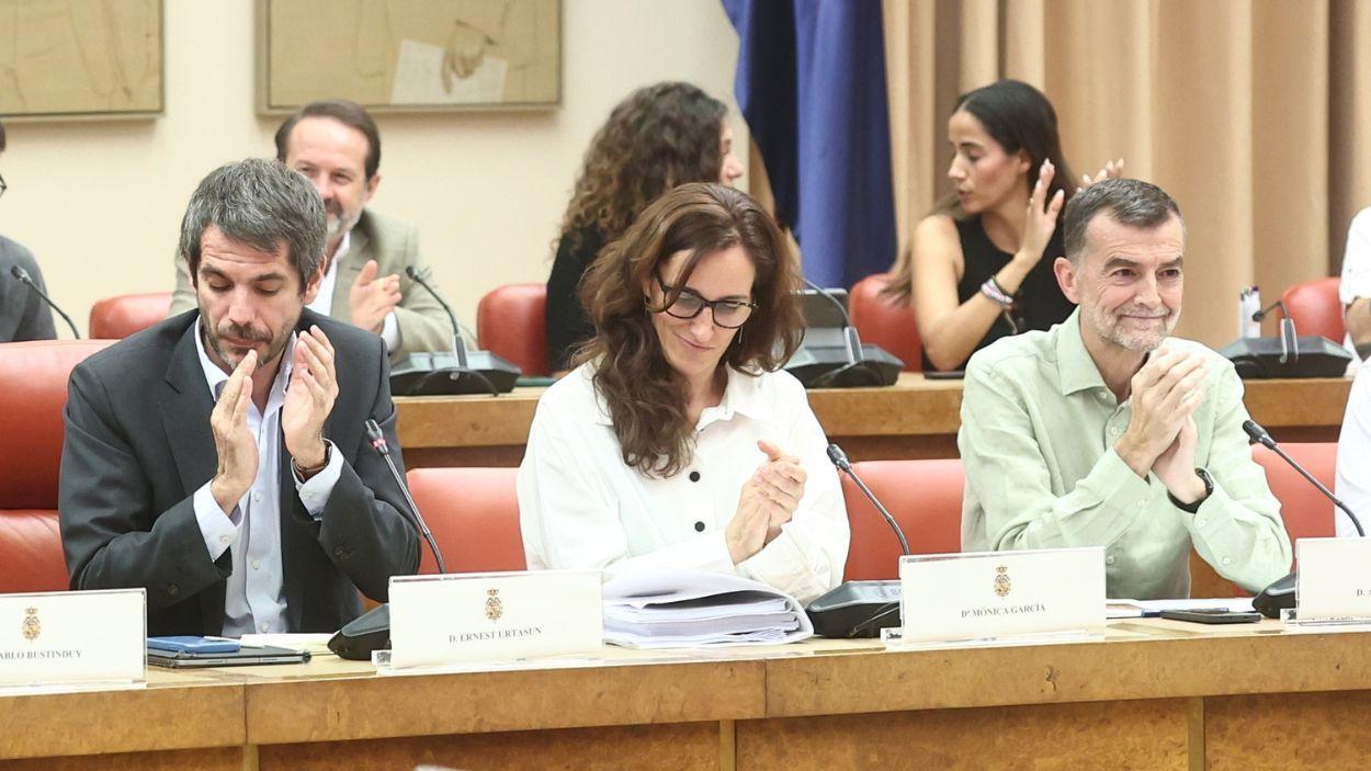 Ernest Urtasun, Mónica García i Antonio Maíllo. EP