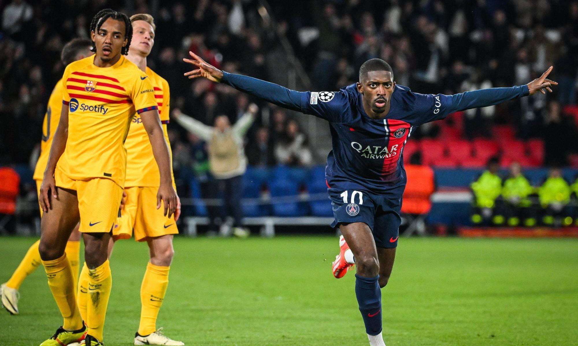Ousmane Dembélé celebrant un tant del PSG davant el F.C Barcelona durant un partit de la Champions League. EP/Arxiu