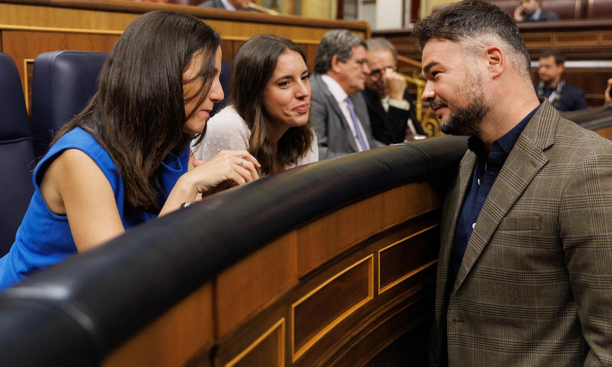 Ione Belarra, Irene Montero i Gabriel Rufián. EP